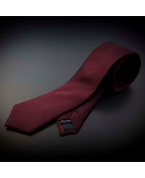 Cravate homme pure soie - couleur unie bordeau