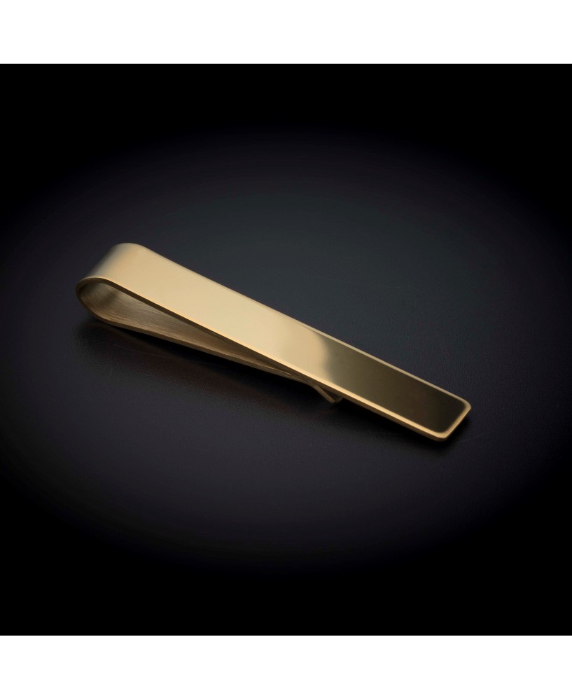Pince à cravate - 50x8mm - acier inox - couleur or (finition polie)