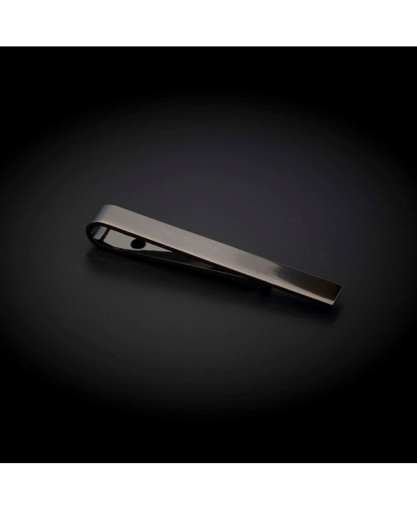 Pince à cravate - 42x5mm - laiton chromé - couleur anthracite poli