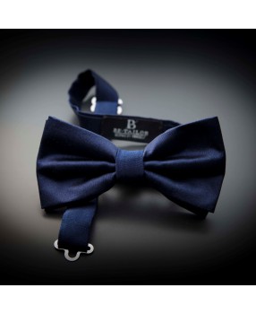 Noeud papillon homme pure soie - couleur unie bleu foncé
