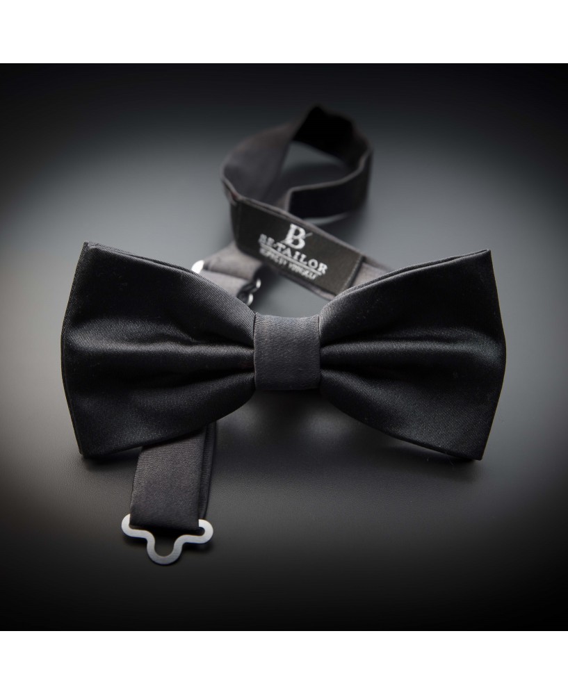 Noeud papillon homme pure soie - couleur unie gris foncé (anthracite)