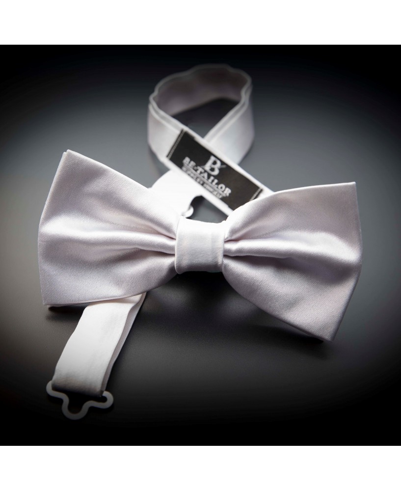 Noeud papillon homme pure soie - couleur unie blanc