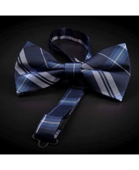 Noeud papillon homme pure soie - bleu à carreaux