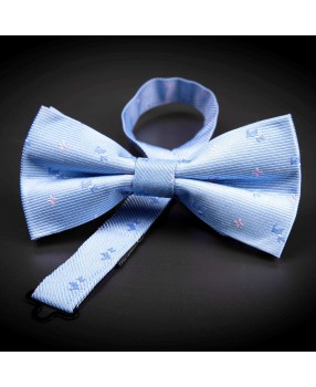 Noeud papillon homme pure soie - bleu clair à motifs petits chiens