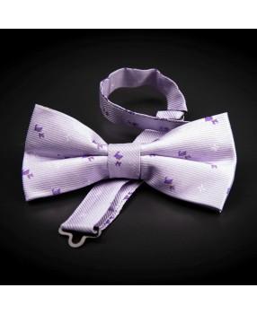 Noeud papillon homme pure soie - mauve à motifs petits chiens
