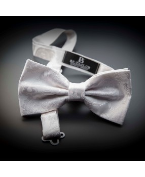 Noeud papillon homme mariage pure soie - blanc à motifs blanc