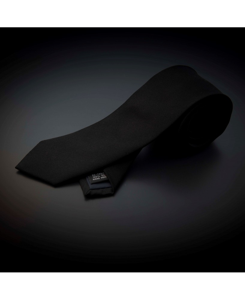 Cravate homme pure soie - couleur unie noir