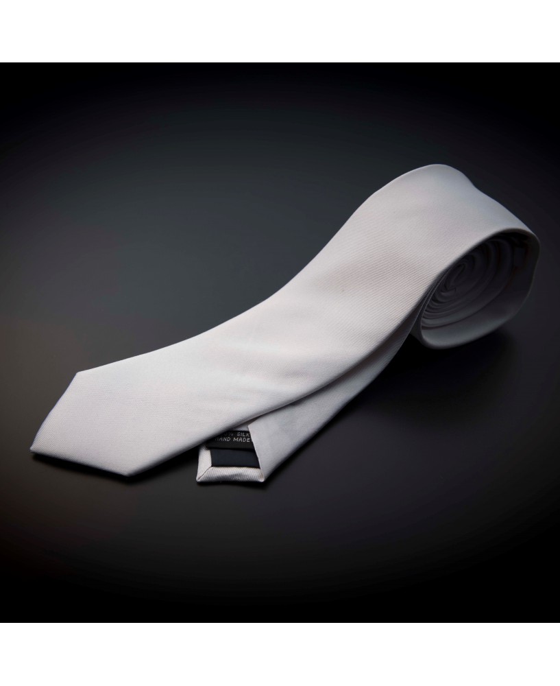 Cravate homme pure soie - couleur unie blanc