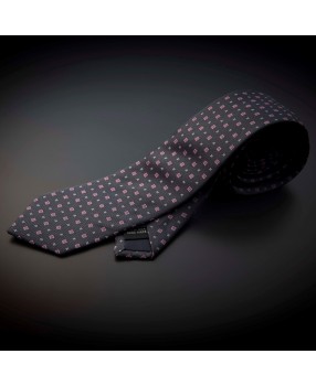 Cravate homme pure soie - gris foncé (anthracite) à motifs rose et argenté
