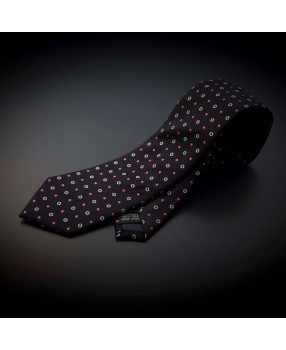 Cravate homme pure soie - aubergine à motifs rose & argenté