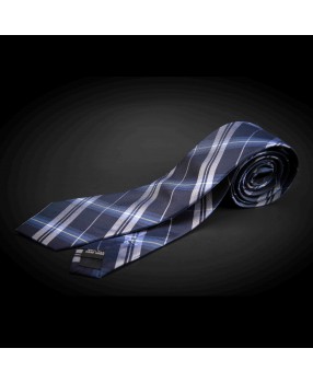 Cravate homme pure soie - bleu à carreaux