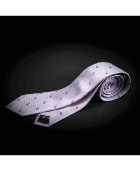 Cravate homme pure soie - mauve à motifs petits chiens