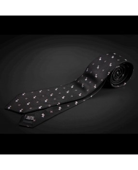 Cravate homme pure soie - noir à motifs petits chiens