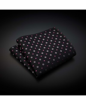 Pochette pure soie - aubergine à motifs rose & argenté