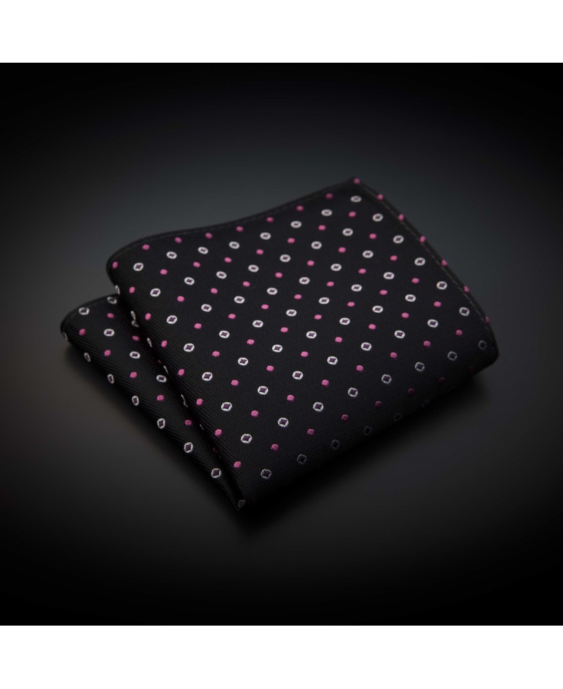 Pochette pure soie - aubergine à motifs rose & argenté