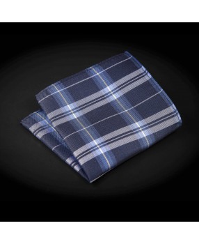 Pochette pure soie - bleu à carreaux