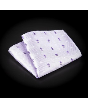 Pochette pure soie - mauve à motifs petits chiens