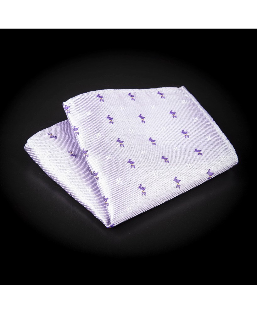 Pochette pure soie - mauve à motifs petits chiens