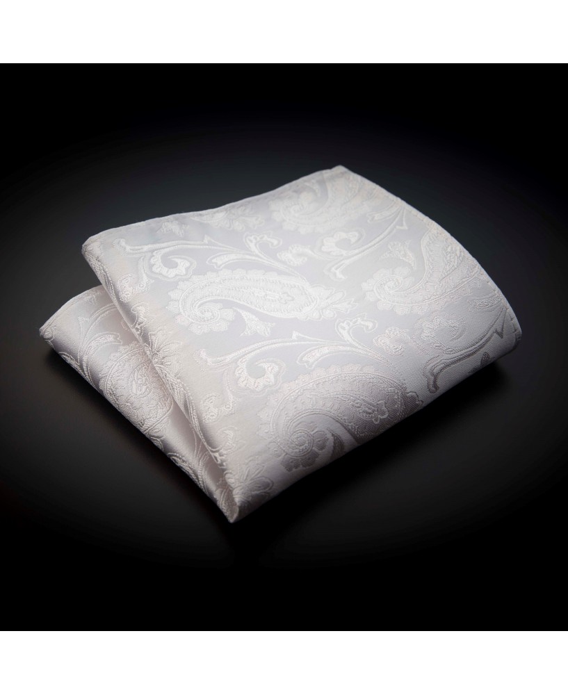 Pochette mariage pure soie - blanc à motifs blanc