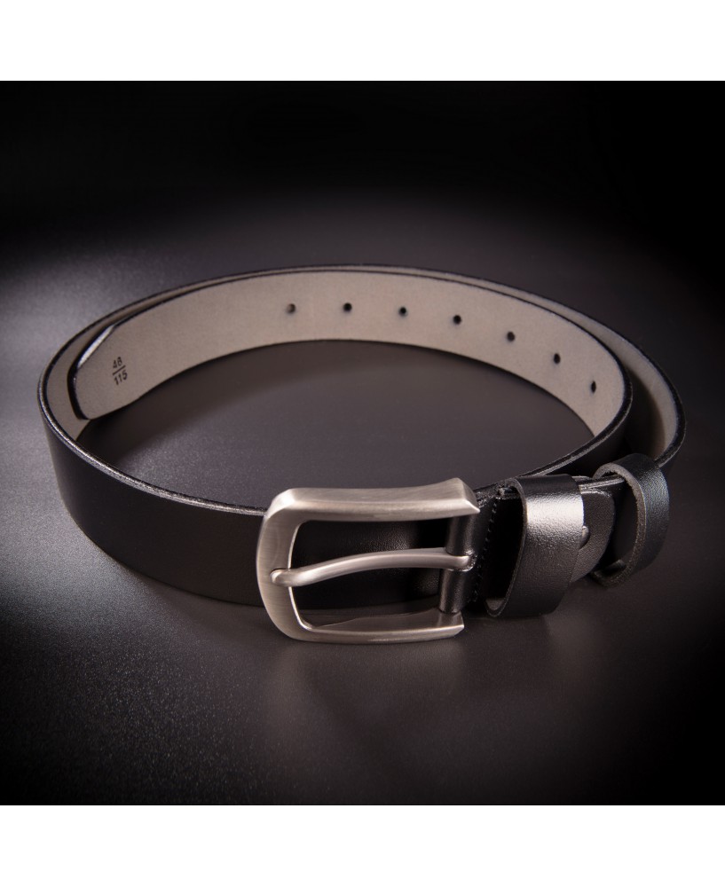 Ceinture "casual" homme - 4,0x130cm - cuir véritable - couleur noir