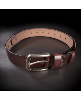 Ceinture "casual" homme - 4,0x130cm - cuir véritable - couleur brun foncé