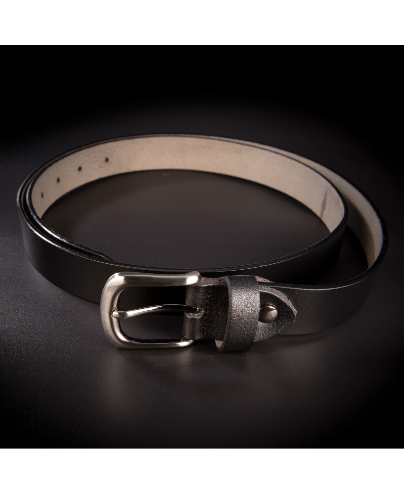 Ceinture femme - 2,7x130cm - cuir véritable - couleur noir