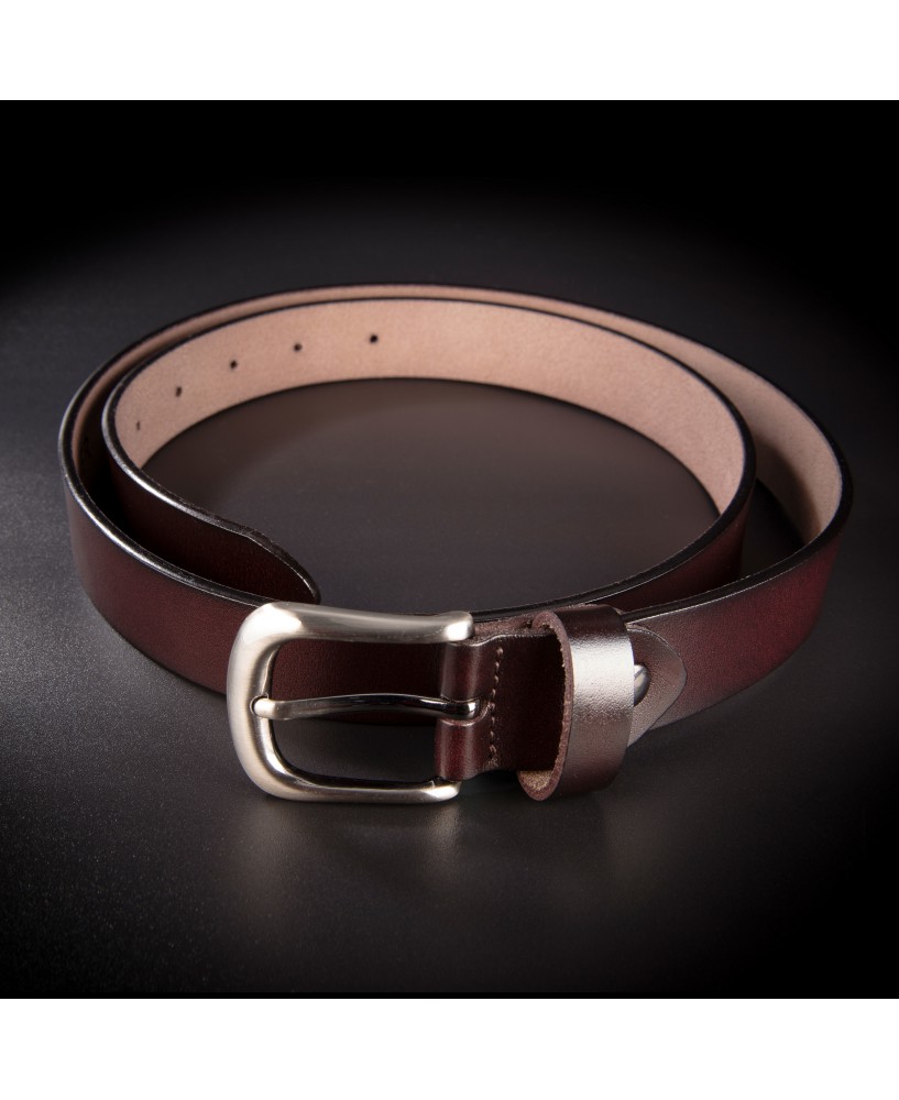 Ceinture femme - 2,7x130cm - cuir véritable - couleur brun foncé