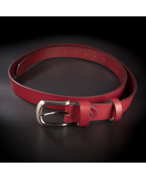 Ceinture femme - 2,7x130cm - cuir véritable - couleur rouge