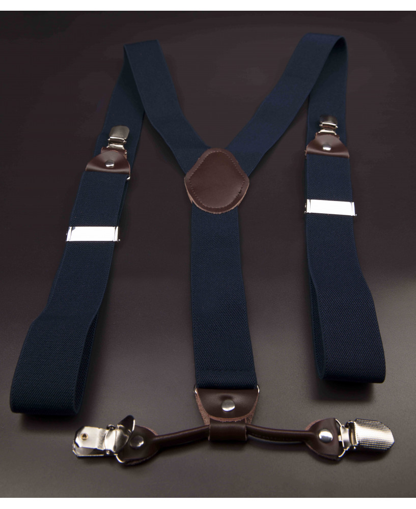 Bretelles - 3,5x120cm - cuir véritable & élasthanne - couleur bleu
