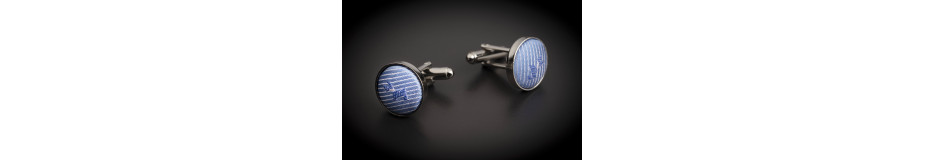 Boutons de manchettes acier et soie (Ø15mm)