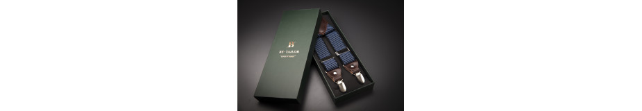 Bretelles homme en élasthanne & cuir véritable (3,5x120cm)